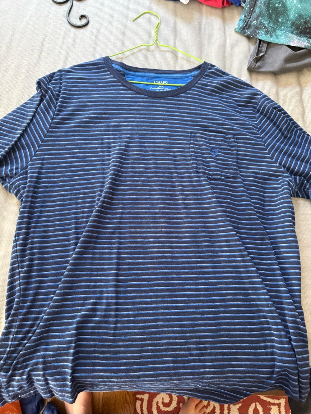Chaps Navy and Light Blue Striped Short Sleeve Tee